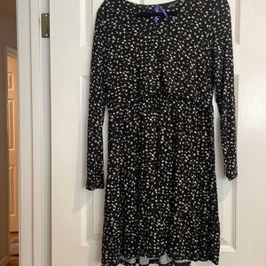 Seraphine Black Patterned Maternity & Nursing Dress